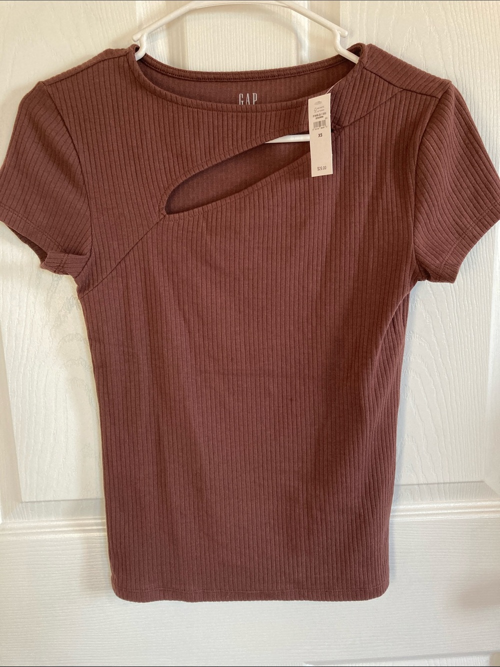 GAP Sexy Asymmetric Cut Out Brown Top Stretch NWT Small